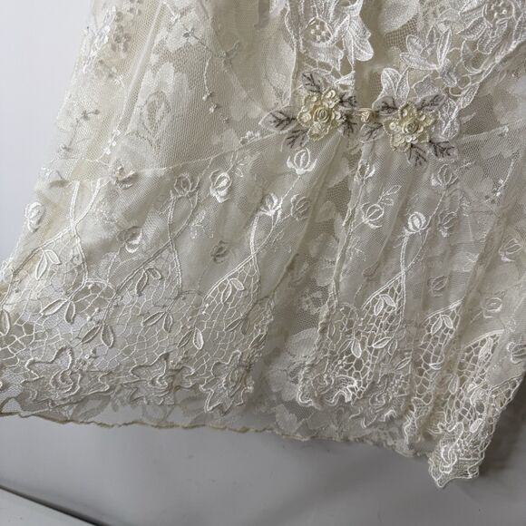 Vtg Spencer Alexis Silk Blend Kimono Top Ivory Lace Overlay Sz L Boho Coquette - Picture 5 of 13